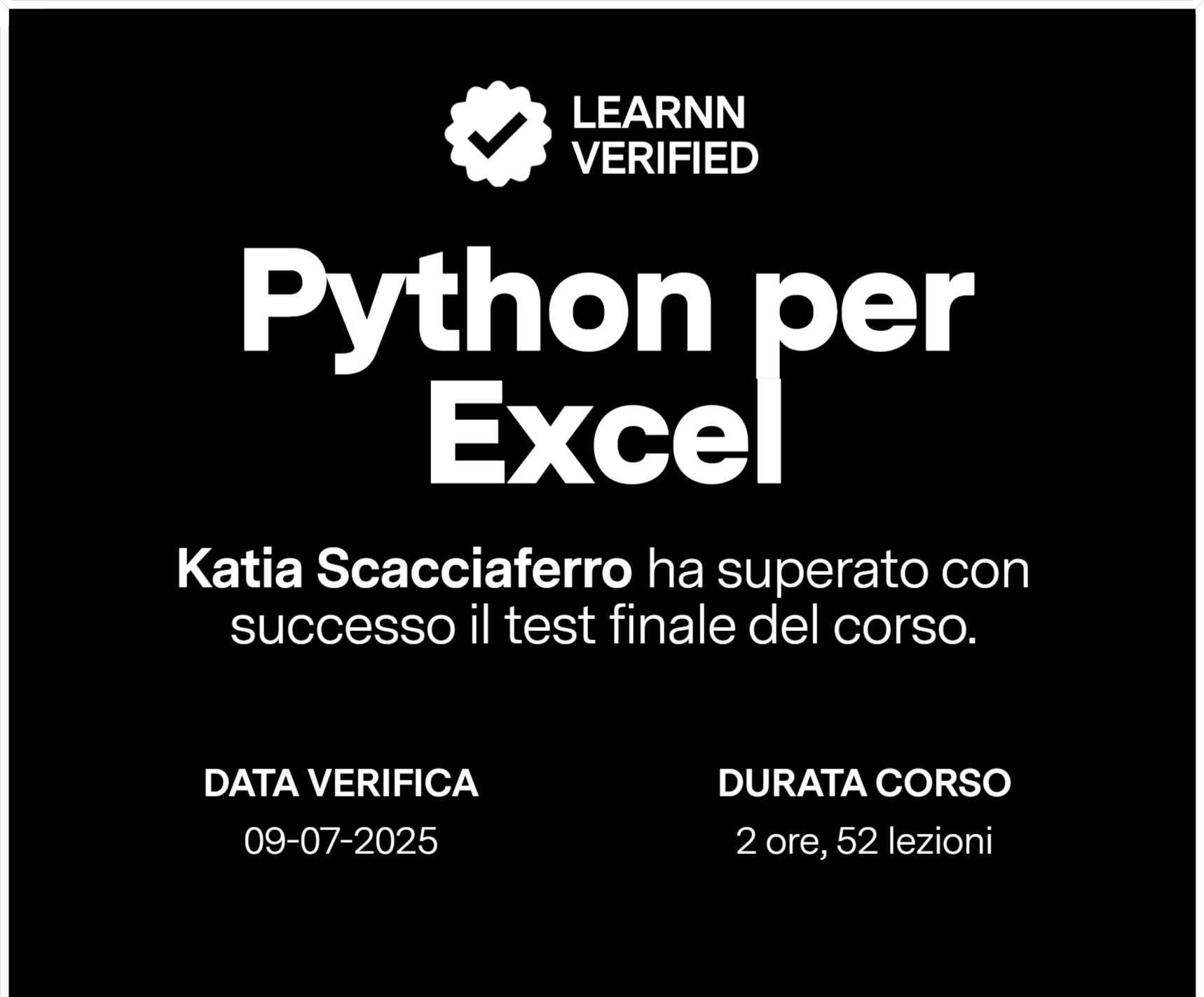 certificazione python e Excel